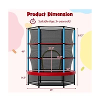 Hongge Kids Trampoline Recreational Bounce Jumper with Safety Enclosure Net