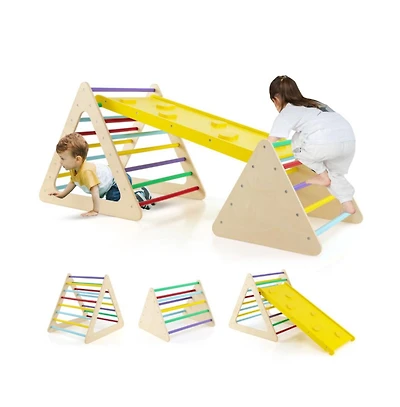 Hongge 3 Piece Toddler Triangle Set Montessori with 2 Climbing Triangles and 1 Ramp