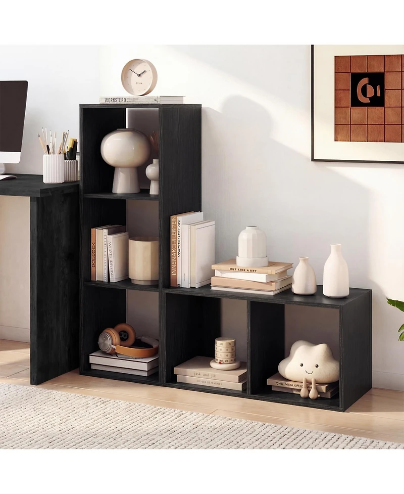 Slickblue 2-Cube Bookshelf with Back Guardrail for Living Room