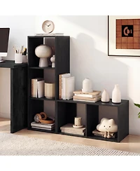 Slickblue 2-Cube Bookshelf with Back Guardrail for Living Room
