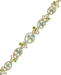 Lali Jewels Green Amethyst (4/5 ct .t.w.), Peridot (9/10 ct. t.w.) & Diamond (8/10 ct. t.w.) Bracelet in 14k Yellow Gold