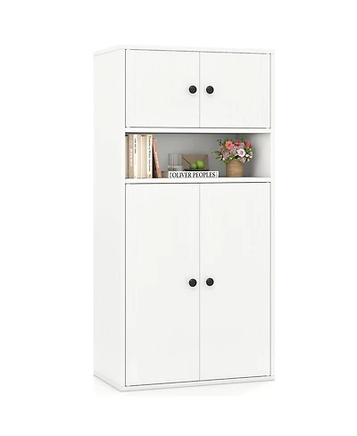 Slickblue Tall 44" Bookcase with Storage Doors and Shelves