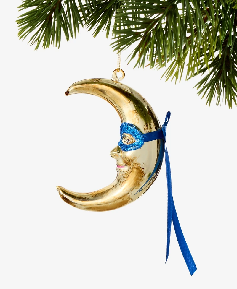 Holiday Lane Celestial Gems Glass Moon Ornament, Macy's Exclusive