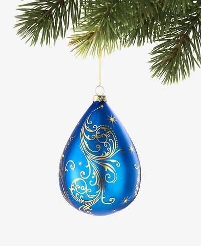 Holiday Lane Celestial Gems Oval Shape Ball With Streak Design Ornament, Macy's Exclusive