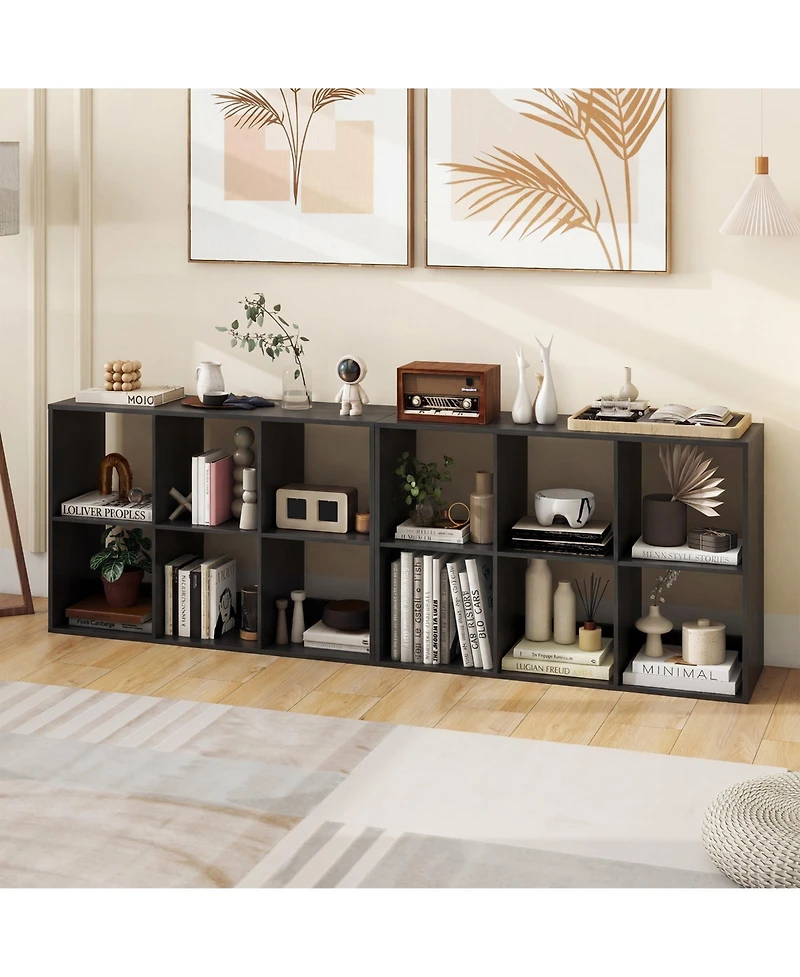Slickblue 6-Cube Bookcase with Guardrail for Living Room & Bedroom