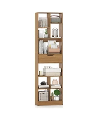 Slickblue 71 Inch Bookcase with Drawer and 10 Storage Compartments