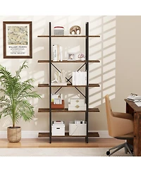 Slickblue 62" Tall Vintage Industrial Bookcase with 5 Open Shelves