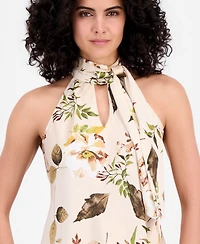 Tahari Asl Women's Sleeveless Floral Tie-Neck Top