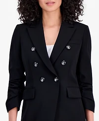 Tahari Asl Women's Ruched-Sleeve Double-Breasted Blazer