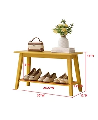 Kings Brand Furniture Wood Entryway Bench with Storage Shelf