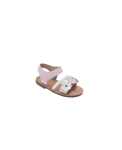 Bebe Big Girls Girl's Fashion Sandals – Dressy Shoes with Braided Strap and Flower Applique