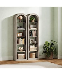 Tribesigns 6-Tier Narrow Bookshelf, 74.8" Tall Arched for Small Space, Home Office(2 Pcs)