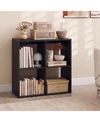 Slickblue 4-Cube Bookcase with Guardrail for Bedroom or Living Room