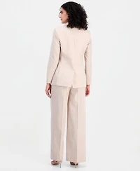 Tahari Asl Womens Pinstripe Double Breasted Blazer Pinstripe Wide Leg Pants