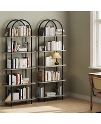 gaomon 2-Pack 71" Arched Bookshelf, 5-Tier Open Bookcase/Plant Stand, Freestanding Metal Frame Display Rack