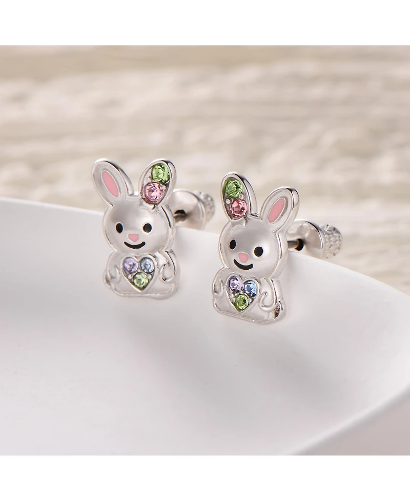 Chanteur Girls Kids Bunny Hypoallergenic Earrings for Girls with Surgical Titanium Screwbacks