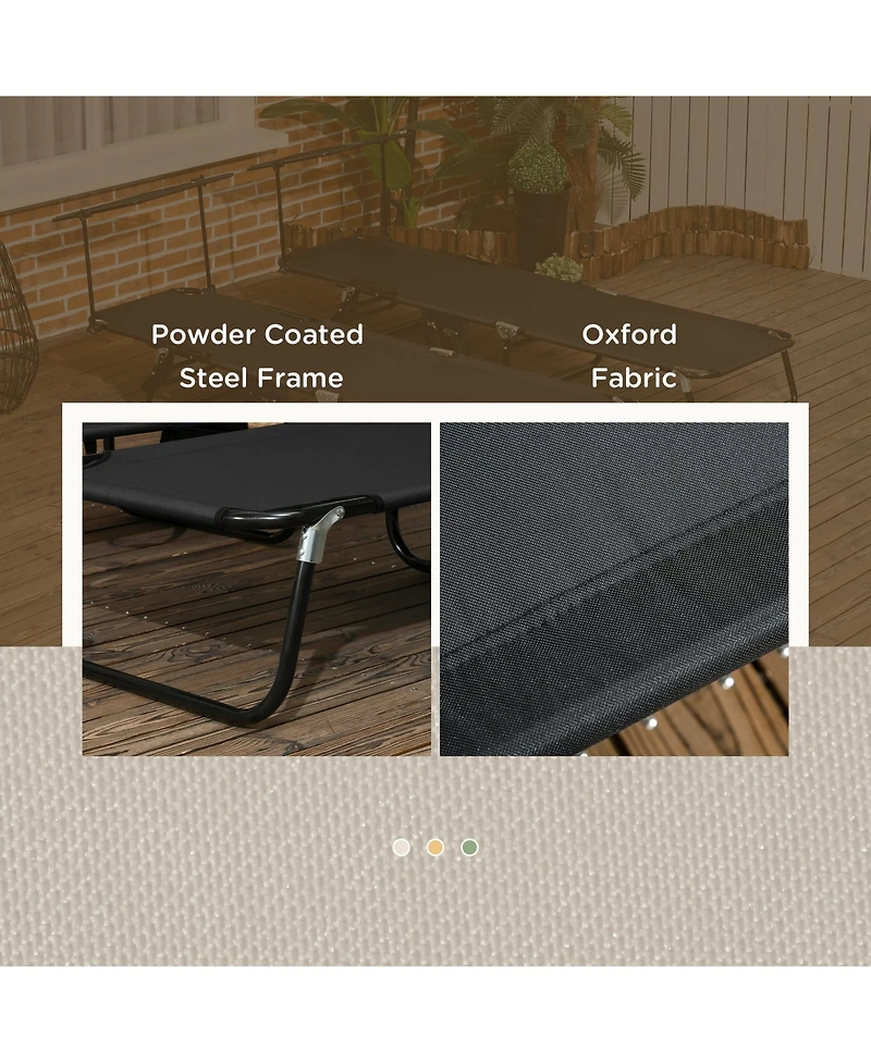 Outsunny Folding Chaise Lounge Pool Chairs, Reclining Back, Steel Frame & Breathable Mesh for Beach, Yard