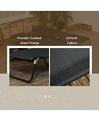 Outsunny Folding Chaise Lounge Pool Chairs, Reclining Back, Steel Frame & Breathable Mesh for Beach, Yard