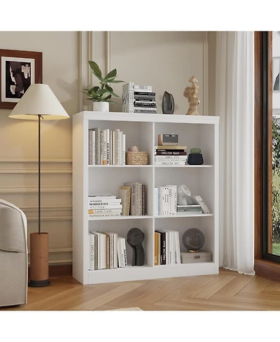 gaomon 3-Tier 6-Cube Bookcase, Wooden Cubby Bookshelf with Anti-Tip Design, Open Display for Bedroom, Living Room, Office