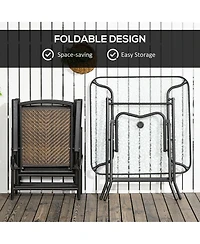 Outsunny 5 Pieces Wicker Patio Dining Set Foldable W/ Umbrella Hole