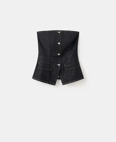 Mango Women's Strapless Denim Top