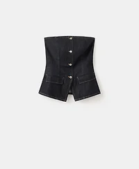 Mango Women's Strapless Denim Top