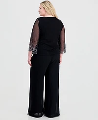 Alex Evenings Plus Boat-Neck Metallic-Knit Top