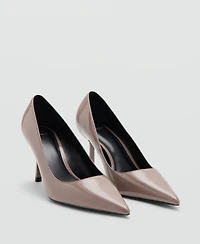 Mango Women's Patent Leather Effect Pointed-Toe Court Shoes