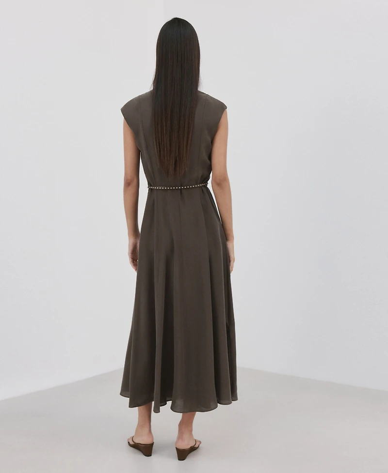 Mango Women's Double-Belted A-Line Dress