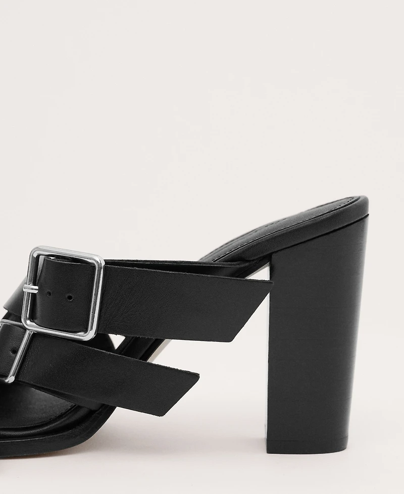 Mango Women's Buckles Leather Strap Sandals