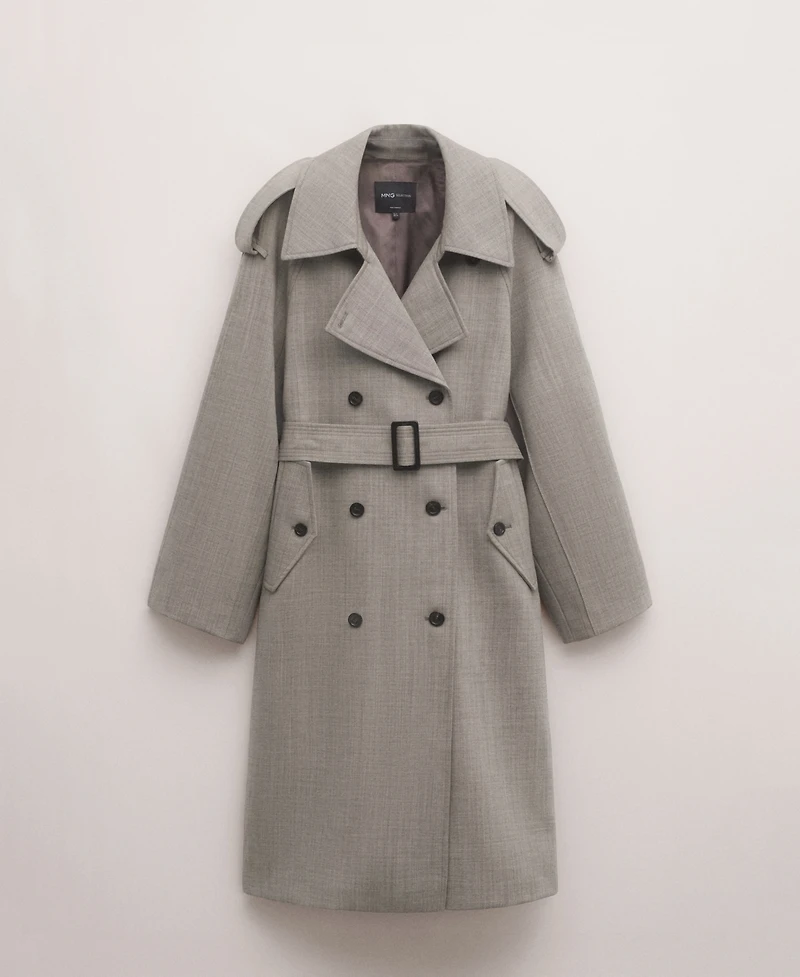 Mango Women's Double-Breasted Wool Trench Coat