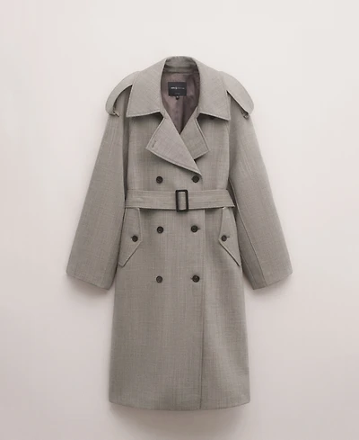Mango Women's Double-Breasted Wool Trench Coat