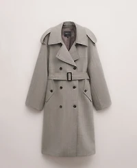 Mango Women's Double-Breasted Wool Trench Coat
