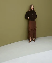 Mango Women's Ruffled Chiffon Skirt