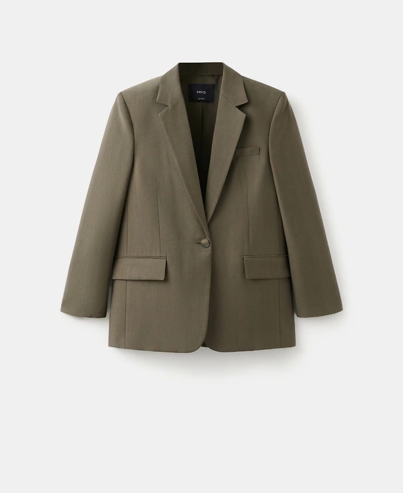 Mango Women's Lapel Pockets Straight Suit Jacket