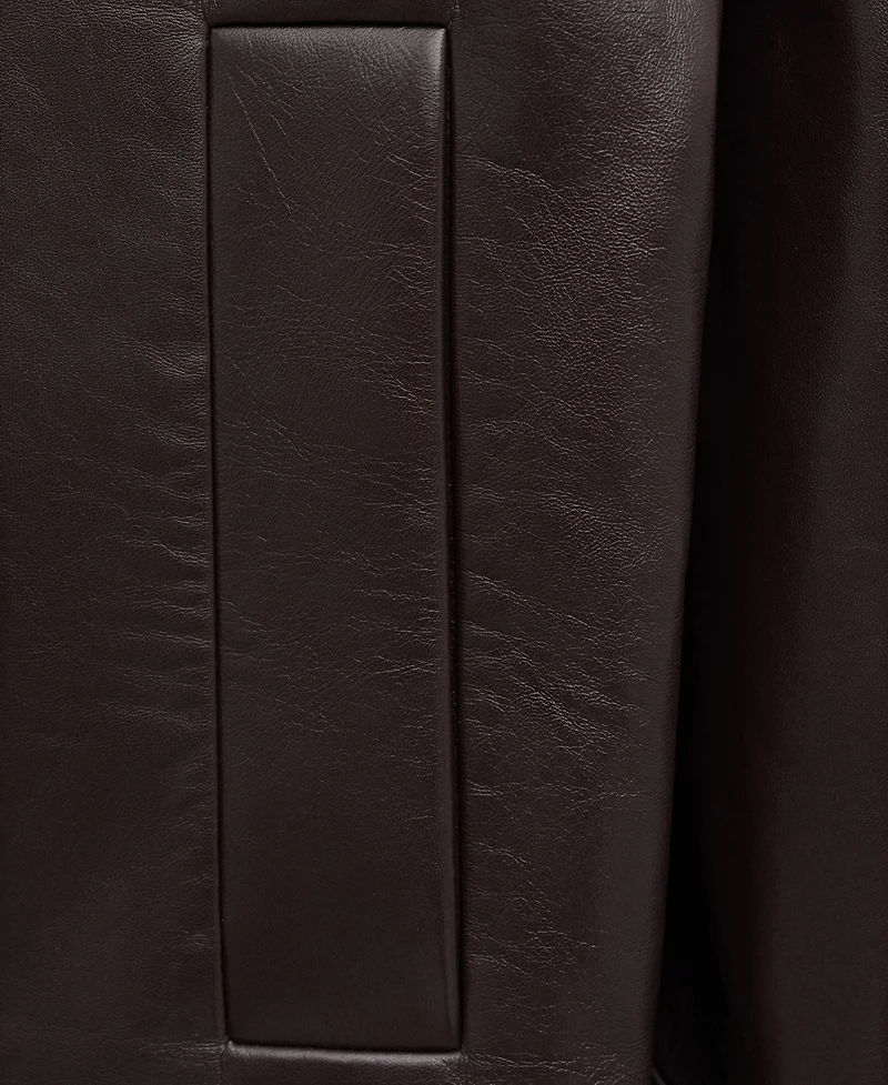 Mango Women's Oversized Funnel-Neck Leather Coat