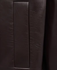 Mango Women's Oversized Funnel-Neck Leather Coat