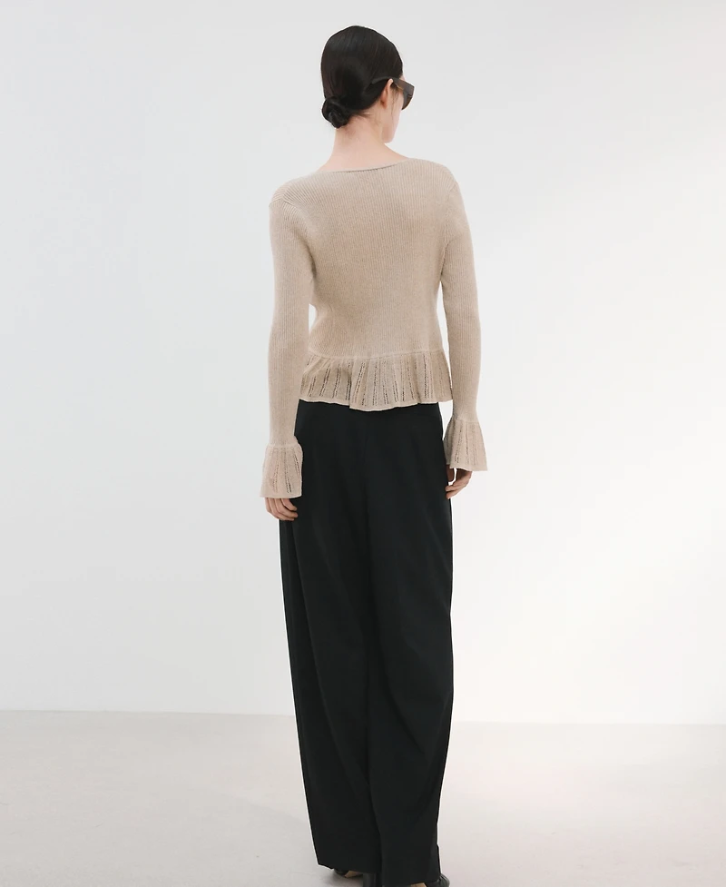 Mango Women's Ruffle Knit Cardigan
