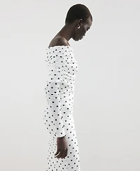 Mango Women's Polka-Dot Strapless Dress