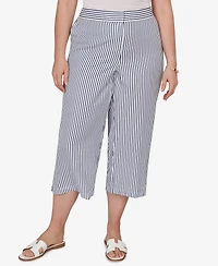 Ruby Rd. Plus Striped Seersucker Fly-Front Capri Pants