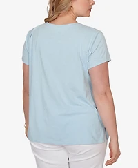 Ruby Rd. Plus Paisley Lace Solid Knit T-Shirt