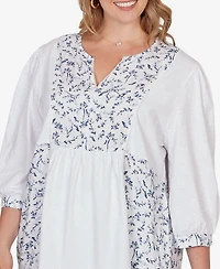 Ruby Rd. Plus Mixed Fabric Sharkbite Knit Top