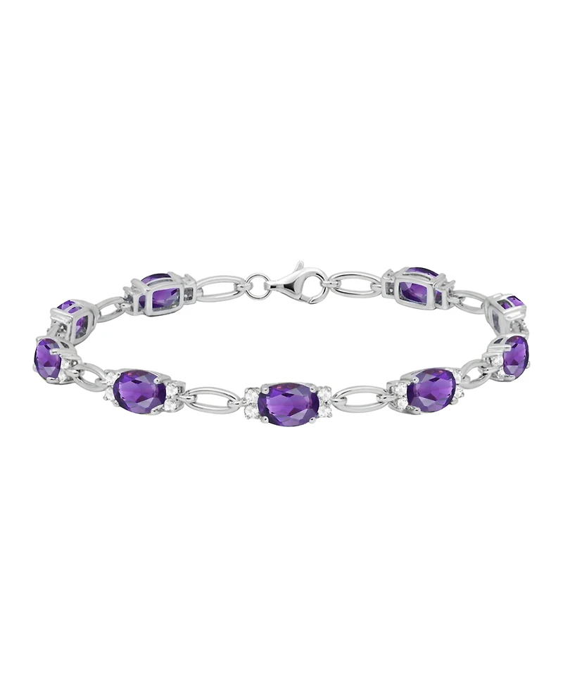 Macy's Lab Grown Ruby (8-3/4 ct. t.w.) & White Sapphire (3/4 Bracelet Sterling Silver (Also Available Multi-Stones)