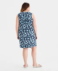 Style & Co Plus Pintucked Sleeveless Henley Dress, Macy's Exclusive