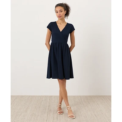 Pact Women's Organic Cotton Fit & Flare Crossover Dress