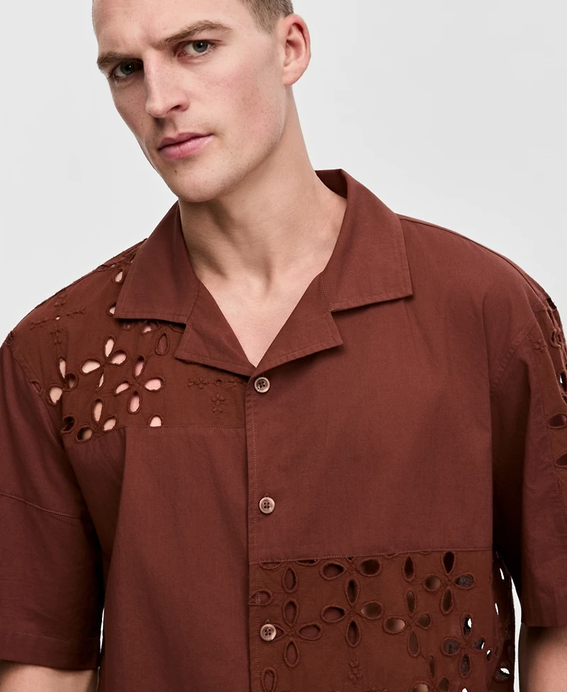 Mode of One Men's Short-Sleeve Boxy Patch Shirt, Macy's Exclusive