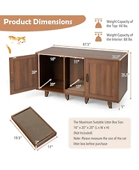 Gymax Cat Litter Box Enclosure Hidden Washroom w/ 2 Doors