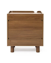 LuxenHome 21.6" Brown Nightstand with 2 Drawers, Mid Century Modern Night Stand for Bedroom, Wooden Bedside Table for Living Room