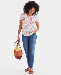 Style & Co Petite Short-Sleeve Floral Print Crewneck T-Shirt, Macy's Exclusive