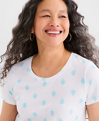 Style & Co Women's Printed Short-Sleeve Crewneck T-Shirt, Macy's Exclusive